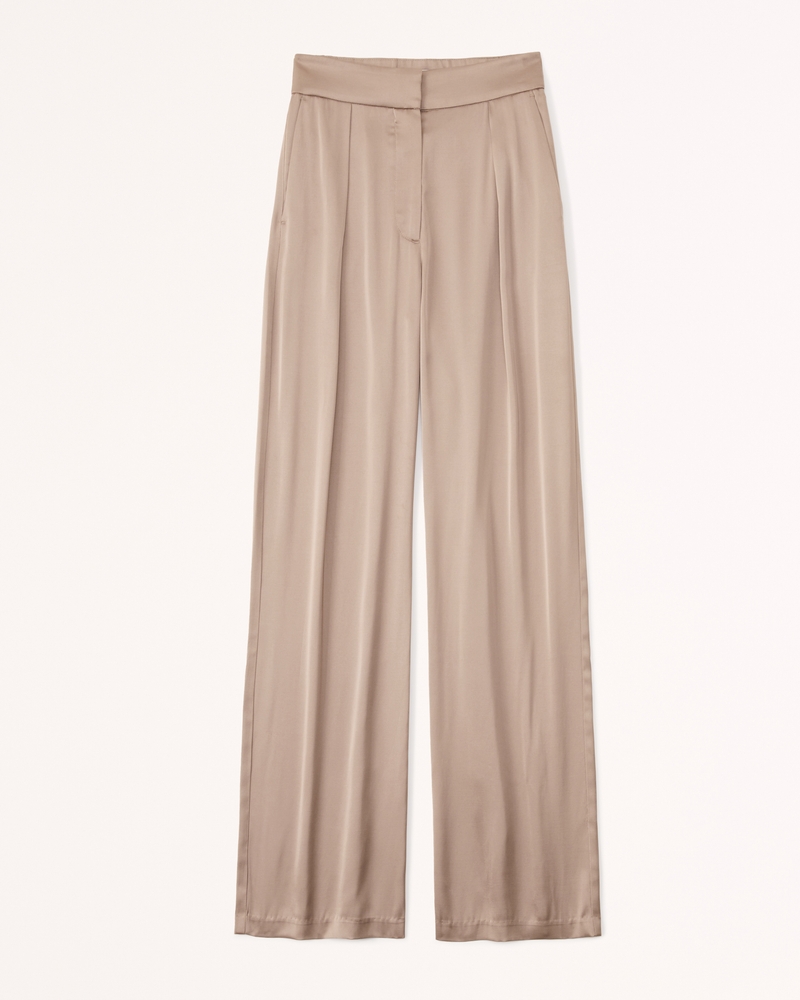 Image of Satin Tailored Wide Leg Pant