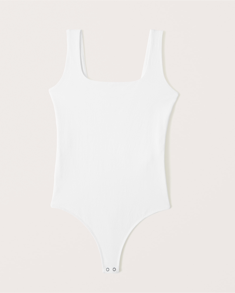 Image of Cotton-Blend Seamless Fabric Tank Bodysuit