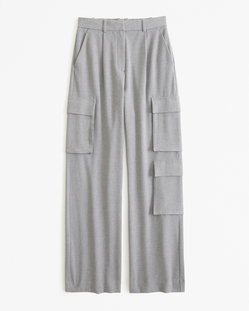 Image of Brushed Suiting Tailored Cargo Wide Leg Pant