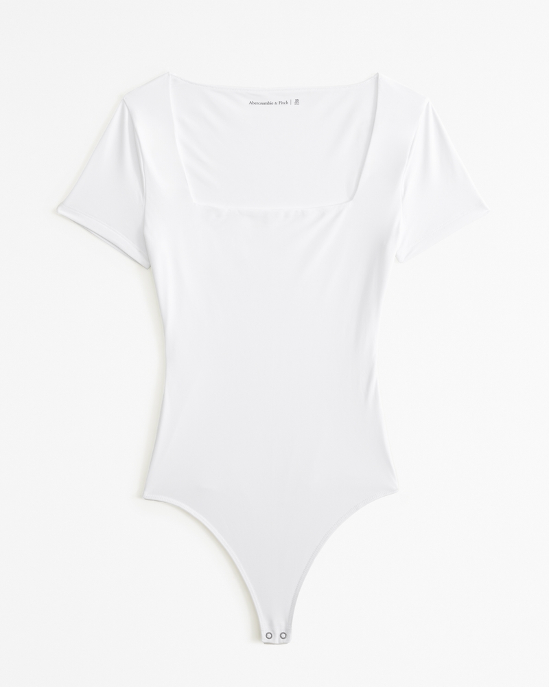 Image of Soft Matte Seamless Short-Sleeve Squareneck Bodysuit