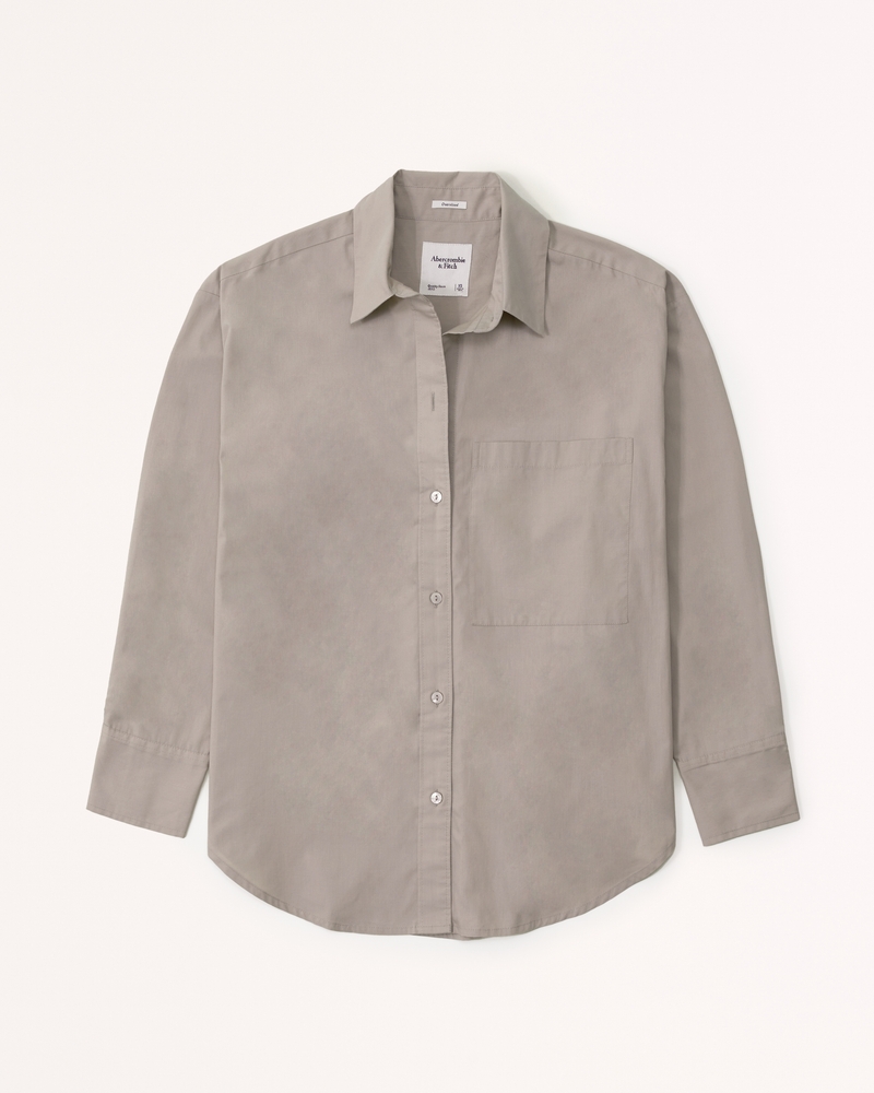 Image of Oversized Poplin Button-Up Shirt